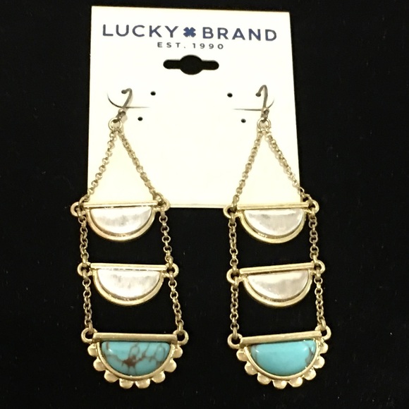 Lucky Brand Jewelry - ☘️Two-Tone Turquoise Stone Ladder Drop Earrings☘️